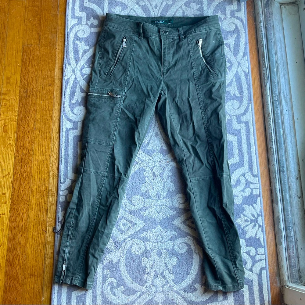 RALPH LAUREN denim olive green jeans with zippers